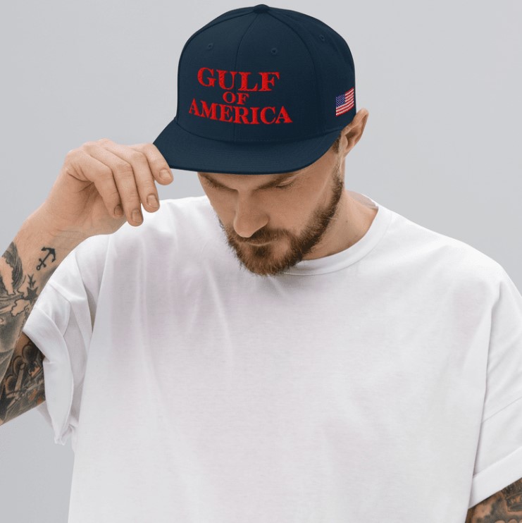 Gulf Of America Navy Snapback Hat